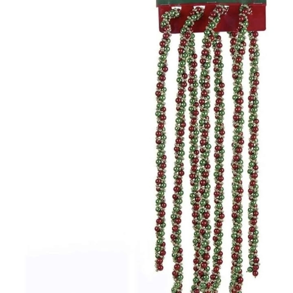 Festive Red and Green Beaded Garland